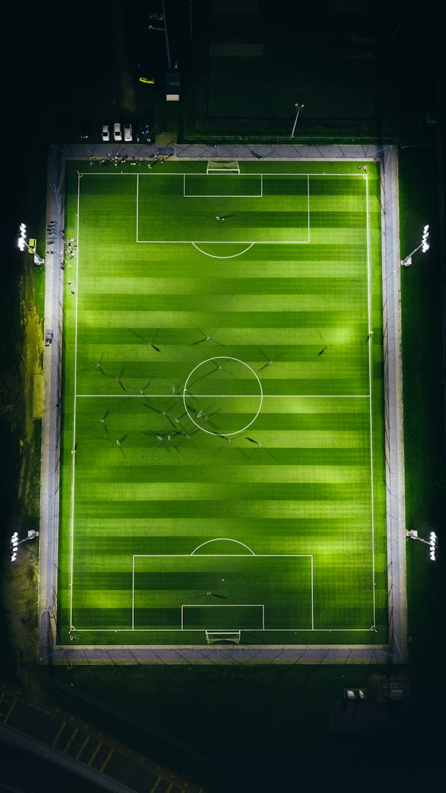 Aerial view of the Sporteker football turf at night